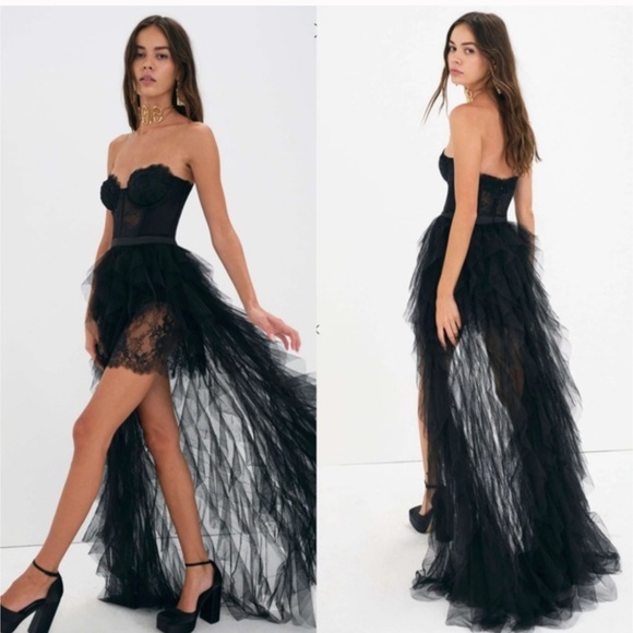 For Love And Lemons Black Bustier Gown Size Small - Picture 1 of 11